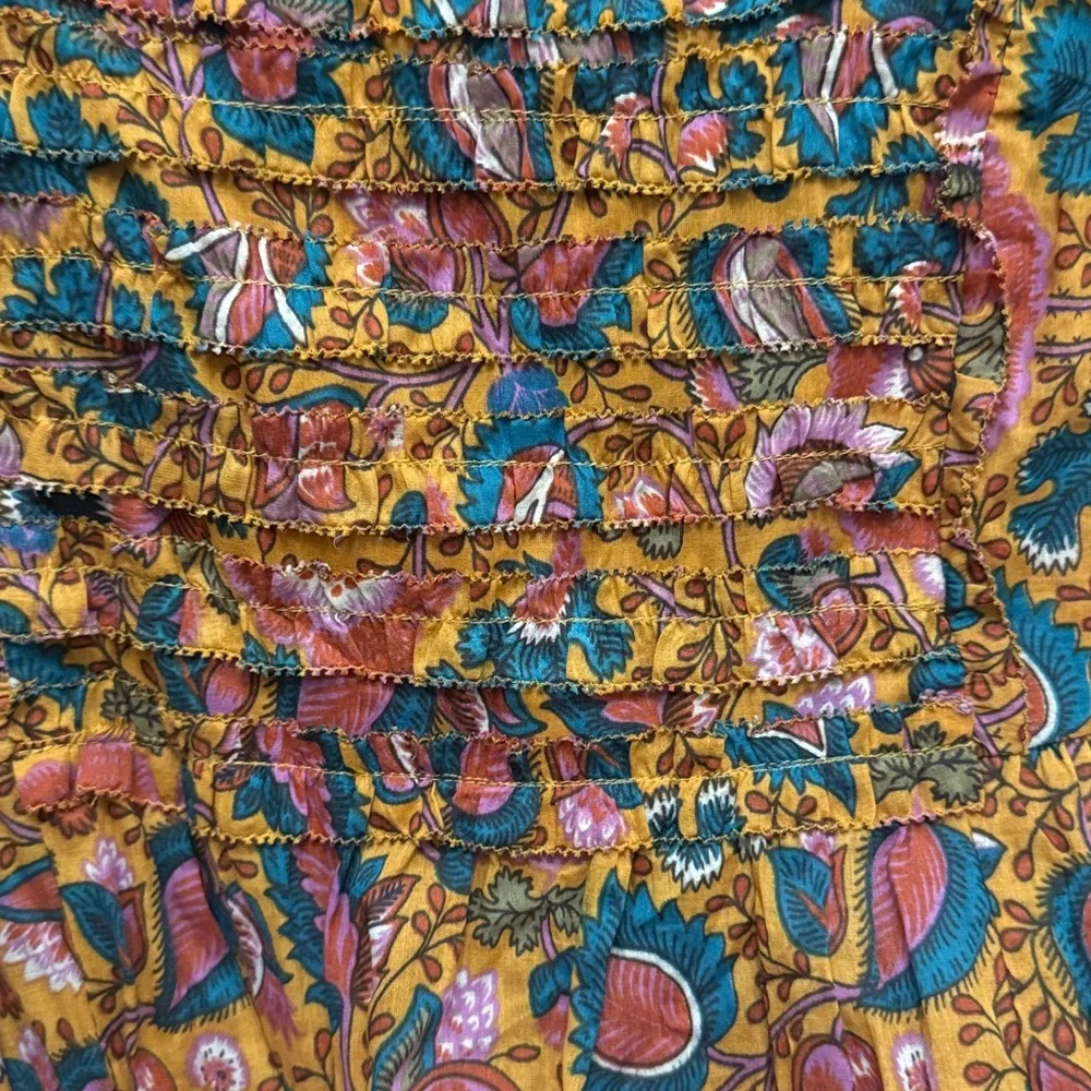 NWT House Of Harlow 1960 Jackie Mustard Floral Print Smocked Maxi Dress - Picture 6 of 6
